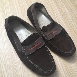 Ecco Brown Suede Driving Loafers Shoes Size 11